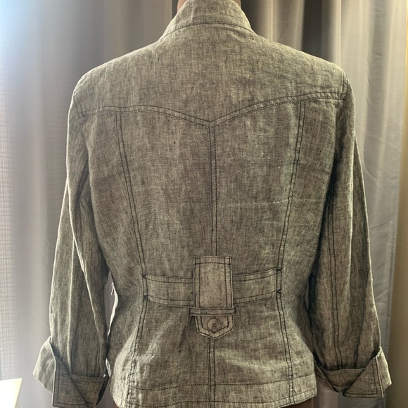 Linen chambray lightweight blazer/jacket with flap pockets - Picture 4 of 8